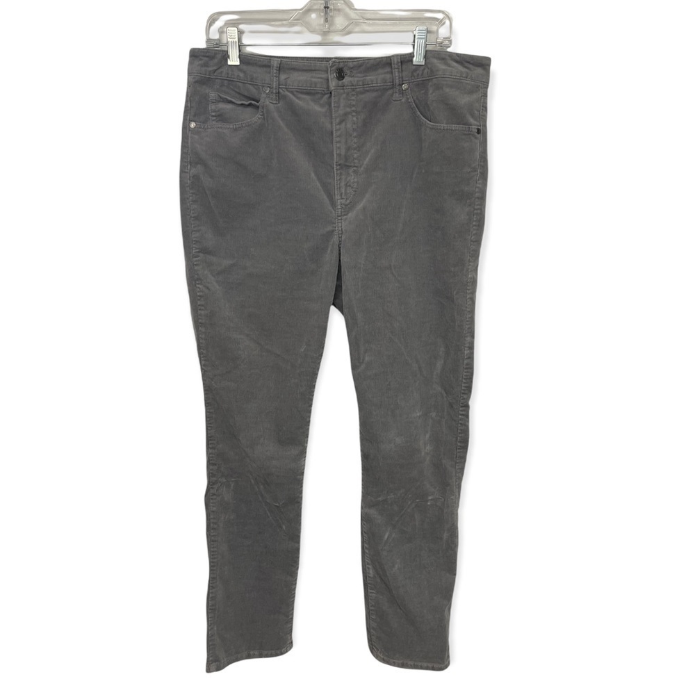 Talbots Grey Corduroy High Waist Straight Leg Pants 12 Petite